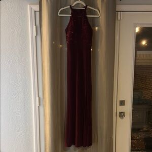 Elegant Burgundy Halter Dress